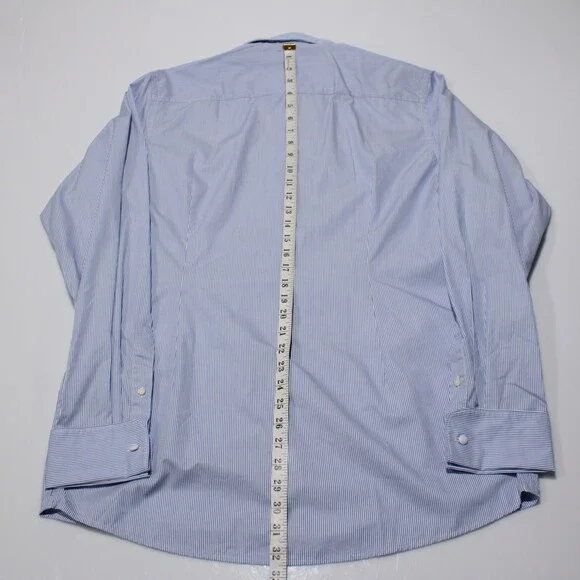 Eton NWT Casual Button Down Shirt Size 42 16.5 L Contemporary Fit Blue Stripes